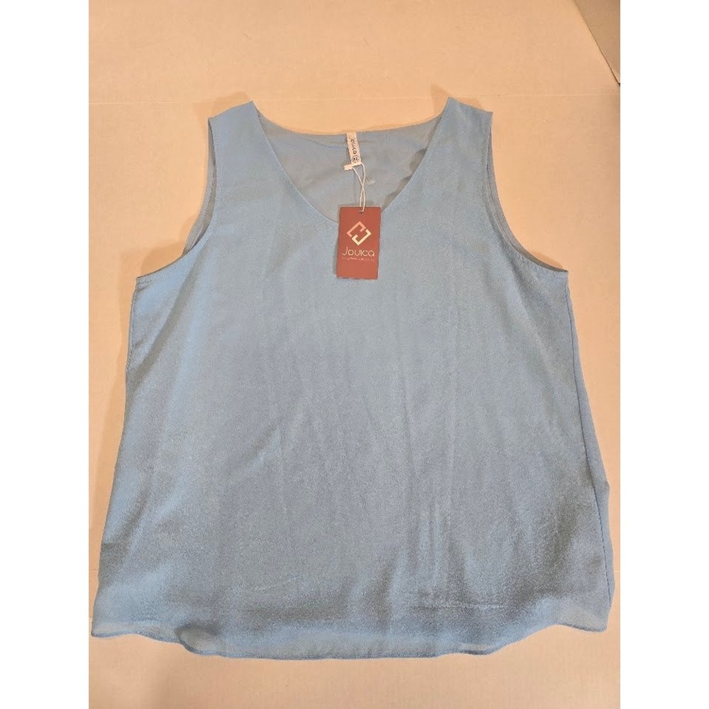 NWT Jouica Sleeveless Tank Top V-Neck Blouse Casual Comfy Blue Size XL‎